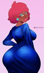 afro crystal crystal_(inoiiying) curvy dark-skinned_female npcxxx npczoey red_hair solo