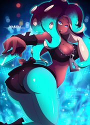 ass big_ass bubble_butt dark-skinned_female dj female marina_(splatoon) splatoon tentacle tentacle_hair