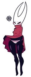 1girls blush cameltoe cape cloak clothed clothing cute dress_lift embarrassed female female_only fukmin-dx hollow_knight hornet_(hollow_knight) mostly_clothed panties presenting_panties pussy red_cape solo standing white_panties wide_hips