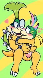 2boys anal_sex blush full_body green_background iggy_koopa koopaling lemmy_koopa male male_only mario_(series) multiple_boys nintendo penis simple_background yaoi yellow_background