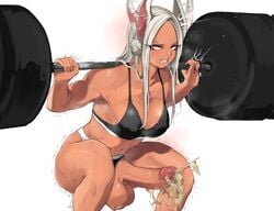 1futa balls big_breasts big_penis bouncing_penis bunny_ears cum cum_on_penis cumming_smegma dark-skinned_female dark-skinned_futanari ejaculation futa_only futanari hands-free handsfree_ejaculation huge_balls kneeling mamimi_(artist) miruko muscular_futanari my_hero_academia orgasm penis possible_smegma precum_drip retracted_foreskin rumi_usagiyama smegma smelly_cum solo sports_bikini squatting sweaty_body tagme unusual_cum urethral_smegma weightlifting white_hair