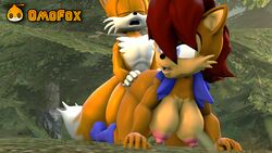 3d archie_comics blue_eyes boots breasts brown_body closed_eyes doggy_style female gloves male male/female nipples omofox red_hair sally_acorn sex sonic_(series) straight tails tan_body white_body yellow_body