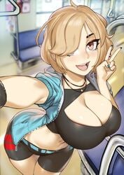 aurahack big_breasts blonde_hair breasts cleavage clothed clothing female livestream original solo tagme twitch vivi_(aurahack)