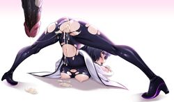 1boy 1girls after_anal after_sex after_vaginal ahe_gao ass ass_up big_breasts big_penis blake_belladonna blue_hair blush bodysuit breasts cameltoe cum cum_in_ass cum_in_pussy cum_inside female grimm_(rwby) huge_cock interspecies jack-o_pose large_breasts latex_suit leaking leaking_cum looking_back male nico-mo penis pleasure_face pussy ripped_clothing rwby spread_legs thighs tight_clothing top-down_bottom-up yellow_eyes