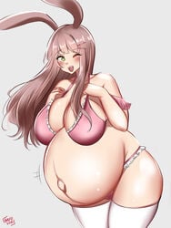 1girls bayoshii big_breasts breasts cleavage female female_only huge_belly large_breasts pregnant rabbit_humanoid ready_to_pop solo