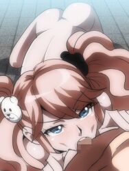 ass blowjob completely_nude completely_nude_female completely_nude_male danganronpa danganronpa:_trigger_happy_havoc danganronpa_1 junko_enoshima mosaic_censoring mosaiq_(lovechild) smooth_skin