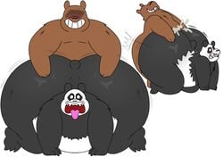 anal anal_sex anthro anthro_on_anthro anthro_penetrated anthro_penetrating anthro_penetrating_anthro ass big_butt black_body black_fur bodily_fluids brown_body brown_fur cartoon_network cum cum_in_ass cum_inside duo fur genital_fluids genitals giant_panda grizzly_(wbb) huge_butt hyper hyper_butt male male/male male_penetrated male_penetrating male_penetrating_male mammal megacoolbear_(artist) overweight overweight_anthro overweight_male panda_(wbb) penetration penis sex simple_background tongue tongue_out ursid we_bare_bears white_background