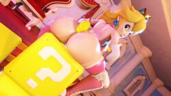 1girls 3d animated ass backboob big_ass big_breasts blonde_hair blue_eyes boots bottomless bouncing_ass butt_crack coin crisisbeat elbow_gloves fat_ass hands_on_knees looking_at_viewer looking_back mario_(series) mp4 nude partially_nude princess_peach shaking_butt sideboob sitting smile smiling_at_viewer sound sound_effects squatting super_mario_bros. tagme thighhighs topless twerking underboob video