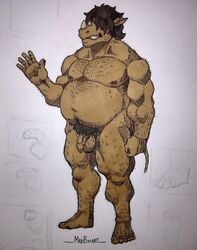 1male anthro balls ballsack belly body_hair butch_(madboart) facial_hair flaccid flaccid_penis foreskin genitals gesture hairy horns intact madboart male male_nipples male_only mammal masculine mature_male muscular_male navel nipples nude_male obese overweight penis plantigrade pointy_ears pubes pubic_hair rhinocerotoid scrotum scruffy solo tail testicles uncut unretracted_foreskin waving