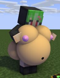 aftermath big_breasts breasts green_hair human melony_(smg4) mine-imator minecraft red_eyes smg4 vore