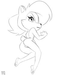 anthro archie_comics ass chipmunk eyelashes female hair lying monochrome nude pussy sally_acorn small_tail solo solo_female sonic_(series) sonic_satam sonic_the_hedgehog_(series) xylas