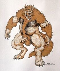 anthro canid canine erection genitals hybrid_genitalia hybrid_penis madboart male mammal obese overweight penis solo vein veiny_penis were werecanid werecanine werewolf