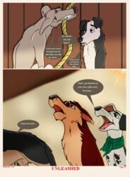 1boy ambiguous_gender bandit_(holidaypup) border_collie canine collie comic dialogue female feral furry german_shepherd group holidaypup male mammal original_characters street streetdog text unleashed