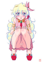 hanazuka_ryouji innie_pussy long_hair nia_teppelin no_panties open_mouth pointy_chin pussy repeated_image squatting tengen_toppa_gurren_lagann uncensored white_hair