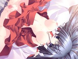 breasts censored dutch_angle game_cg kagura_(prism_ark) prism_ark pussy pussy_juice skirt skirt_lift