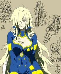 artist_request blonde_hair breasts censored cleavage cleavage_cutout female hair_over_one_eyes human large_breasts long_hair lowres male paizuri penis pointy_ears rule_63 straight tengen_toppa_gurren-lagann tengen_toppa_gurren_lagann viral yellow_eyes