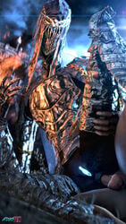 3d anal anal_sex armor ass atsuko_(artist) balls blue_skin breasts clothed clothing dancer_of_the_boreal_valley dark_souls dark_souls_3 duo faceless_male female fromsoftware hi_res human humanoid male male_human/female_humanoid male_human/female_monster monster monster_girl one_leg_up outside penetration penis pussy raised_leg solo_focus straight video_games