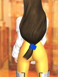 1girls 3d animated ass brown_hair cameltoe female female_only fighting_cuties final_fantasy final_fantasy_ix garnet_til_alexandros_xvii gif human latex long_hair masturbation polygon solo straight_hair