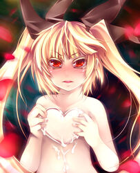 blonde_hair blush heart long_hair nude rachel_alucard red_eyes serizawa_mutsuki tied_hair twintails