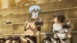 1girls armor breasts celintha female mask neutral_mask nipples saint_seiya saint_seiya:_the_lost_canvas sanctuary short_hair tagme