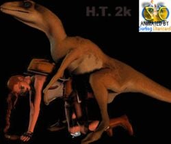 3d animated c.art.man dinosaur female human lara_croft lara_croft_(classic) male straight tagme tomb_raider zoophilia