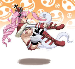 1girls akuma_no_mi big_breasts blush boots breasts cape crown female ghost goth gothic_lolita hair horo_horo_no_mi long_hair male mini_hollows nipples nopeavi one_piece perona pink_hair sex striped_legwear twintails vaginal_penetration