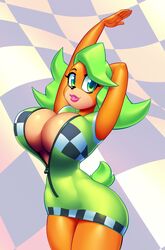 1girls absurd_res ami_bandicoot anthro cleavage crash_(series) curvaceous curvy female female_focus female_only green_hair highres huge_breasts jumpsuit nitro solo tagme voluptuous