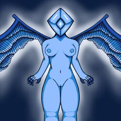 alien alien_girl blue_skin breasts ice nude nude_female pussy wings yourmomisdum