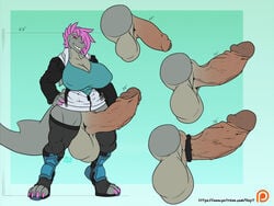 1futa 4:3 accessory anthro balls big_balls big_breasts big_penis breasts clothed clothing cock_ring erection fish futanari genitals gynomorph hair hand_on_hip huge_balls huge_cock humanoid_genitalia humanoid_penis hyper hyper_balls hyper_genitalia hyper_penis intersex jewelry marine nipple_outline non-mammal_breasts patreon patreon_logo penis penis_accessory penis_jewelry pink_hair shark sharp_teeth solo solo_futa teeth text url veyll vishka