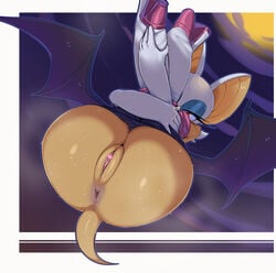 1girls animal_ears anthro anus ass bat big_anus big_ass blue_eyeshadow boots censored chiropteran clothed clothes clothing elbow_gloves eyelashes eyeshadow female female_only fur furry gloves half-closed_eyes heart_censor huge_ass looking_at_viewer mammal membranous_wings no_humans pants_down pochincoff presenting presenting_anus presenting_pussy pussy red_eyes rouge_the_bat sega short_tail solo solo_female sonic_(series) sonic_the_hedgehog_(series) sweat tail tan_body thigh_boots triangular_anus video_games viewed_from_below white_boots white_fur white_gloves wings