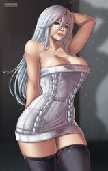 1girls big_breasts breasts cleavage female female_only flowerxl large_breasts nier nier:_automata solo voluptuous yorha_a2
