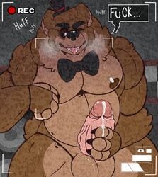 ... 1boy absurd_res animatronics anthro anthro_only anthrofied artist_the_horny_avocado balls bear better_version_at_source big_balls big_penis black_eyes black_nose bow_tie bowtie brown_body brown_fur brown_skin camera camera_pov chubby cum cum_in_hand cum_in_hands cum_on_hand cum_on_hands english_text erect_penis erection fapping five_nights_at_freddy's fluffy fluffy_chest freddy_(fnaf) fur furry_only half-closed_eyes hat headgear headwear hi_res jerking jerkingoff looking_at_penis looking_down machine male male_only nipples one_eye_closed penis precum robot sharp_teeth smile smiling solo solo_male text tongue tongue_out top_hat white_eyes