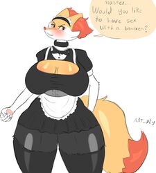 anthro artply big_breasts braixen breasts female imminent_sex maid_uniform pokémon_(species) pokemon pokemon_(species) tagme thick_thighs