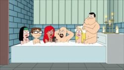 3boys 3girls abducted american_dad bald bath bathing black_hair blonde_hair brown_hair bubble bubbles embarrassed_nude_female embarrassed_nude_male enf enm francine_smith glasses goatee hayley_smith light-skinned_female light-skinned_male naked naked_female naked_male nude nude_female nude_male official_art pale-skinned_female pale-skinned_male red_hair screencap screenshot stan_smith steve_smith tan-skinned_female