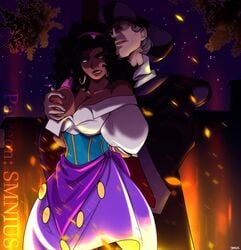 1boy 1girls breast_grab breasts clothed dark-skinned_female disney esmeralda groping judge_claude_frollo nipples older_male sexual_harassment smnius straight the_hunchback_of_notre_dame