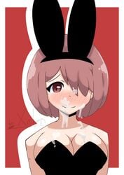 1girls big_breasts blush breasts bunny_girl cosplay cum cum_on_face cute hoshino_miyako_(wataten) red_hair short_hair waifu2x watashi_ni_tenshi_ga_maiorita! xelen