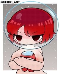 1girls among_us animated areola big_breasts blush breasts chibi_style helmet huge_breasts large_breasts nipples nude red_(among_us) red_hair seiro_art short_hair short_red_hair tagme video