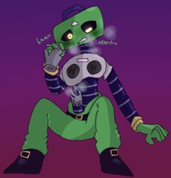 1boy cakes_(deltarune) darkner deltarune deltarune_chapter_2 disembodied_hand disembodied_hands fingers_interlocked fingers_intertwined gradient_background handholding handjob humanoid humanoid_robot interlocked_fingers intertwined_fingers k_k male male_only penis purple_background robot robot_humanoid robotic_penis simple_background solo undertale_(series) visible_breath