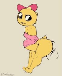 animated armless belly_bulge big_ass big_penis bikupan bow captinspideri colored distension edit kitty_(under(her)tail) pink_bow pink_shirt smile stomach_bulge third-party_edit under(her)tail undertail undertale undertale_(series) undertale_fanfiction yellow_skin