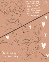 1boy 1girls 4:5 absurd_res aggressive_retsuko ahe_gao ailurid all_fours anthro bodily_fluids breathing comic cuckold dialogue doggy_style duncan_(zeromccall) english_text female from_behind_position haida heart hi_res hyaenid hyena looking_pleasured male male/female mammal offscreen_character profanity red_panda retsuko sanrio sex slightly_chubby smooth_fur spotted_hyena sweat text zeromccall