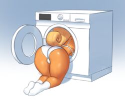 1girls appliance ass big_ass big_butt big_thighs blonde_hair bra casual coco_bandicoot crash_(series) drawfag feet female footwear fur furry large_ass machine panties sideboob socks solo tekkua thick_thighs underboob underwear washing_machine what_are_you_doing,_step_bro? wide_hips