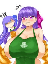 apron apron_only big_breasts cleavage fate/extra fate/grand_order fate_(series) huge_breasts hyper hyper_breasts iced_latte_with_breast_milk large_breasts massive_breasts meltryllis meme passion_lip purple_hair sideboob steamingtofu