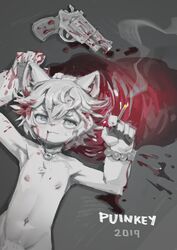 1boy blood bracelet cat_ears cigarette gun naked puinkey