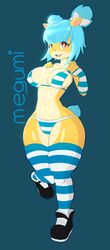 1girls activision anthro big_thighs bikini blue_hair breasts crash_(series) female fur furry jaynatorburudragon large_breasts megumi_bandicoot navel orange_fur shoes smile socks solo stockings striped striped_legwear thick_thighs thighhighs wide_hips