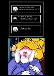 1boy 1girls anthro balls big_balls big_penis blush cant_see_the_haters cock_hungry comic comic_page comic_panel deltarune dialog dialogue digital_media_(artwork) female femsub genitals goat_humanoid goat_mom grabbing_penis hi_res horny human interspecies kojoarts kris_(deltarune) lust lustful_energy male male/female male_human/female_anthro maledom milf mommy_kink mother_and_son naughtypaw_(artist) penis penis_on_face penis_over_eyes precum purple_clothing steamy_breath straight submissive_female talking testicles text text_box throbbing throbbing_balls throbbing_penis tongue_out toriel ttherandom tthrandom tthrandom_rp twitch_lines white_fur yellow_skin