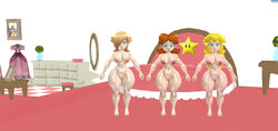 3d a-pose bed bedroom big_ass big_breasts big_butt completely_nude completely_nude_female edit edited female female_only full_body mario_(series) naked naked_female nude nude_female princess_daisy princess_peach princess_rosalina super_mario_bros.