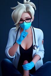 1boy 1boy1girl 1girls 2d 2d_(artwork) ai_assisted ai_generated angela_ziegler balls blizzard_entertainment blonde blonde_female blonde_hair blue_eyes breasts cleavage clothed clothing digital_drawing_(artwork) digital_media_(artwork) erect_penis erection face_mask female female_focus glasses handjob hi_res high_quality high_resolution highres labcoat light-skinned_female light-skinned_male light_skin looking_at_viewer male male/female male_pov mask masked masked_female medium_breasts mercy overwatch penis penis_out ponytail pose posing pov pov_eye_contact pov_male presenting showing_off shush shushing stroking stroking_cock stroking_penis swiss swiss_female thick_thighs