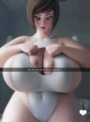 3d 3d_animation ai_generated animated big_breasts boob_window boobs_out breasts huge_breasts jiggling_breasts large_breasts massive_breasts mei_(overwatch) no_sound one-piece_swimsuit revealing_clothes tagme video
