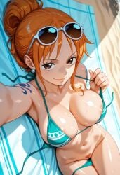 1girls ai_generated beach female female_only nami_(one_piece) one_piece orange_hair tagme