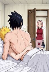 ai_generated caught caught_in_the_act naruto naruto_(series) sakura_haruno sasuke_uchiha tagme uzumaki_naruto walk-in